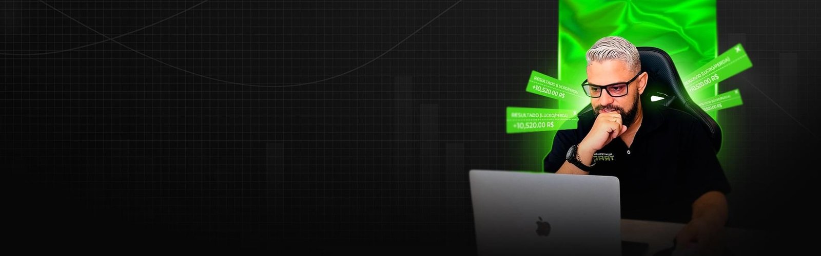 Mesa de operações com gráficos do mercado financeiro